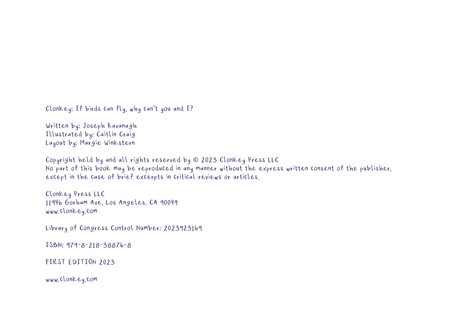 Ebook Clonkey: If Birds Can Fly, Why Can't You and I?